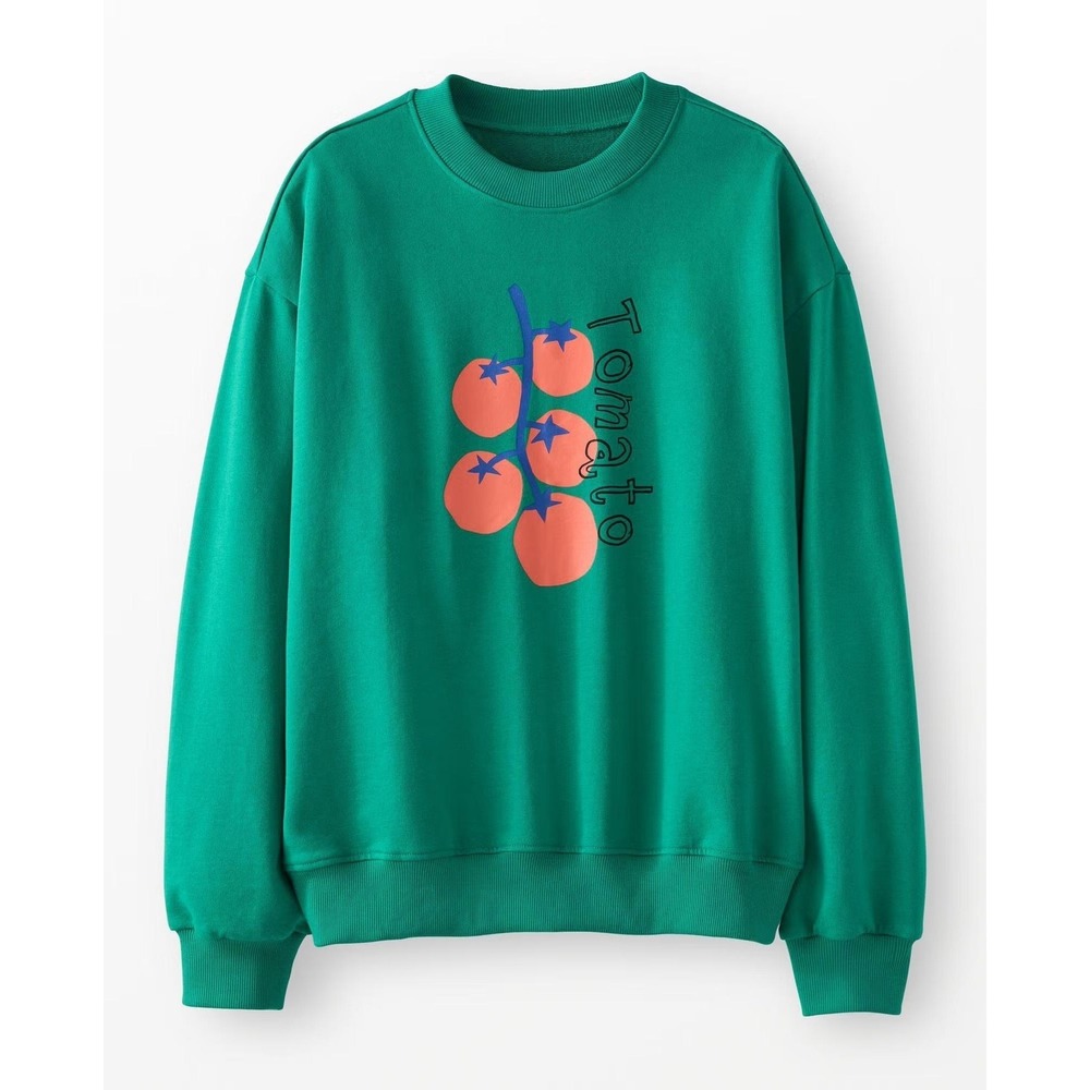 Hanna Andersson Sweatshirt Womens Small Green Tomato Graphic Crewneck Pullover